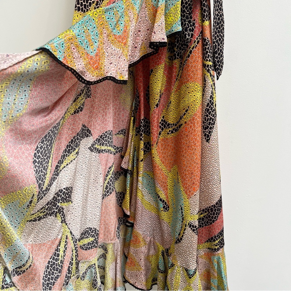 Anthropologie BHANUNI by Jyoti Kathryn Ruffled Wrap Maxi Dress Mosaic Size 16 - Picture 8 of 14